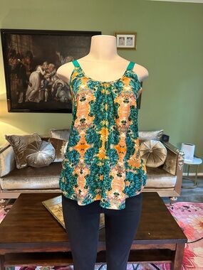 Collective Concepts Teal and Orange Floral Camisole